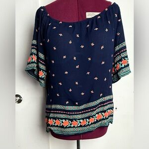 Stem & Vine Navy Floral Women's Top